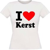 I love kerst T-Shirt maat S Dames wit