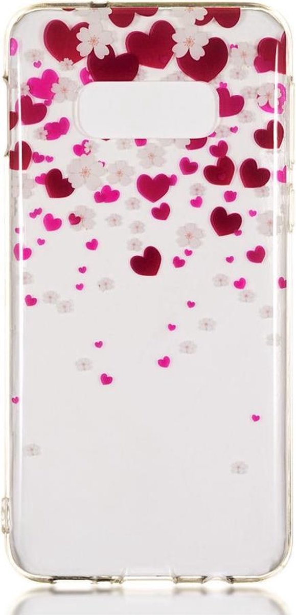 Shop4 - Geschikt voor Samsung Galaxy S10e Hoesje - Zachte Back Case Hartjes Transparant