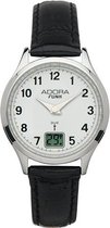 Radio controlled dames horloge met datum-Zwart leren band-van het merk Adora -AF7142