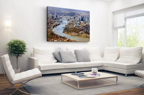 Vue aérienne de Londres en toile 120x80 cm - impression photo sur toile peinture Décoration murale salon / chambre à coucher) / Villes Peintures Toile