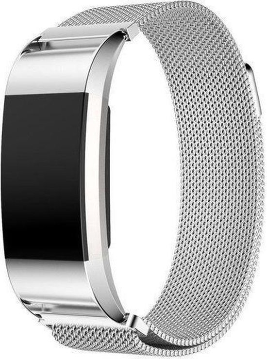 Bracelet pour montre Fitbit Charge 2 avec fermeture magnétique - Acier -  Argent - Taille M | bol