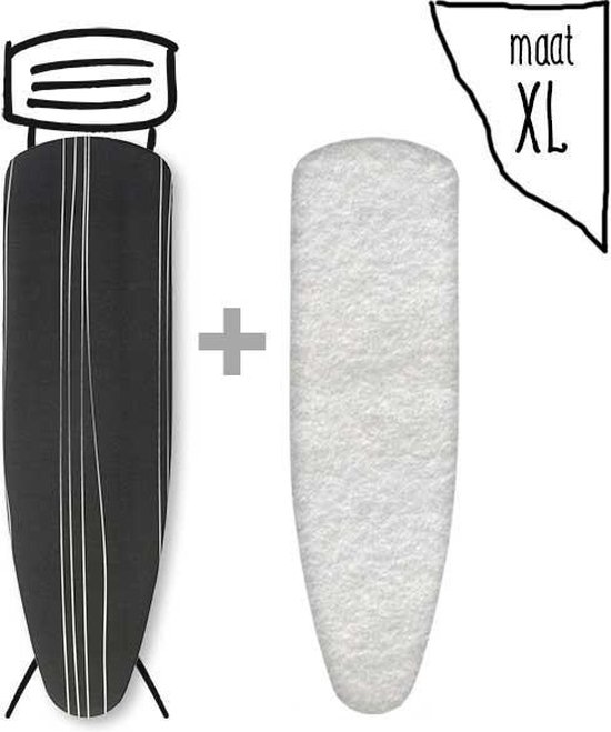 Strijkhoes met een Molton onderlegger - zwart - maat XL - complete set |  bol.com