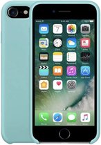 Luxe siliconen hoesje - turquoise - voor Apple iPhone 7 en iPhone 8 - suède binnenkant