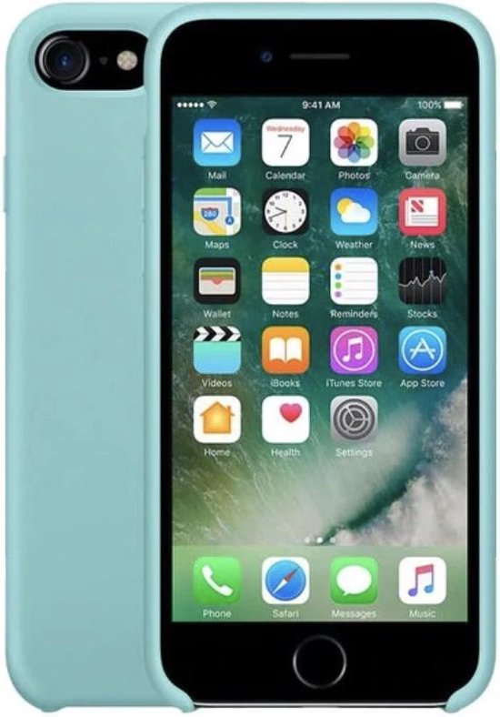 Panter Overredend toonhoogte Luxe siliconen hoesje - turquoise - voor Apple iPhone 7 en iPhone 8 - suède  binnenkant | bol.com