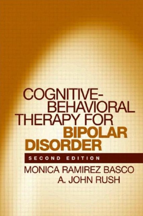 Boekomslag getiteld Cognitive-Behavioral Therapy for Bipolar Disorder door Monica Ramirez Basco en A. John Rush.