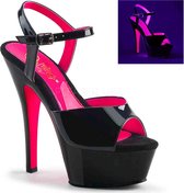 Pleaser - KISS-209TT Sandaal met enkelband - US 10 - 40 Shoes - Zwart/Roze