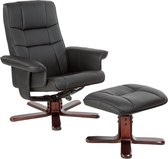 TV fauteuil relax stoel relaxstoel met kruk zwart 401438