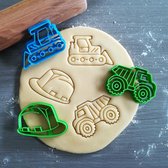 Koekjesvorm | 3-delige set | Bouwen, constructie | Helm - Vrachtwagen - Bulldozer | Cookie cutter | Uitsteekvorm | Bakvorm | 8cm