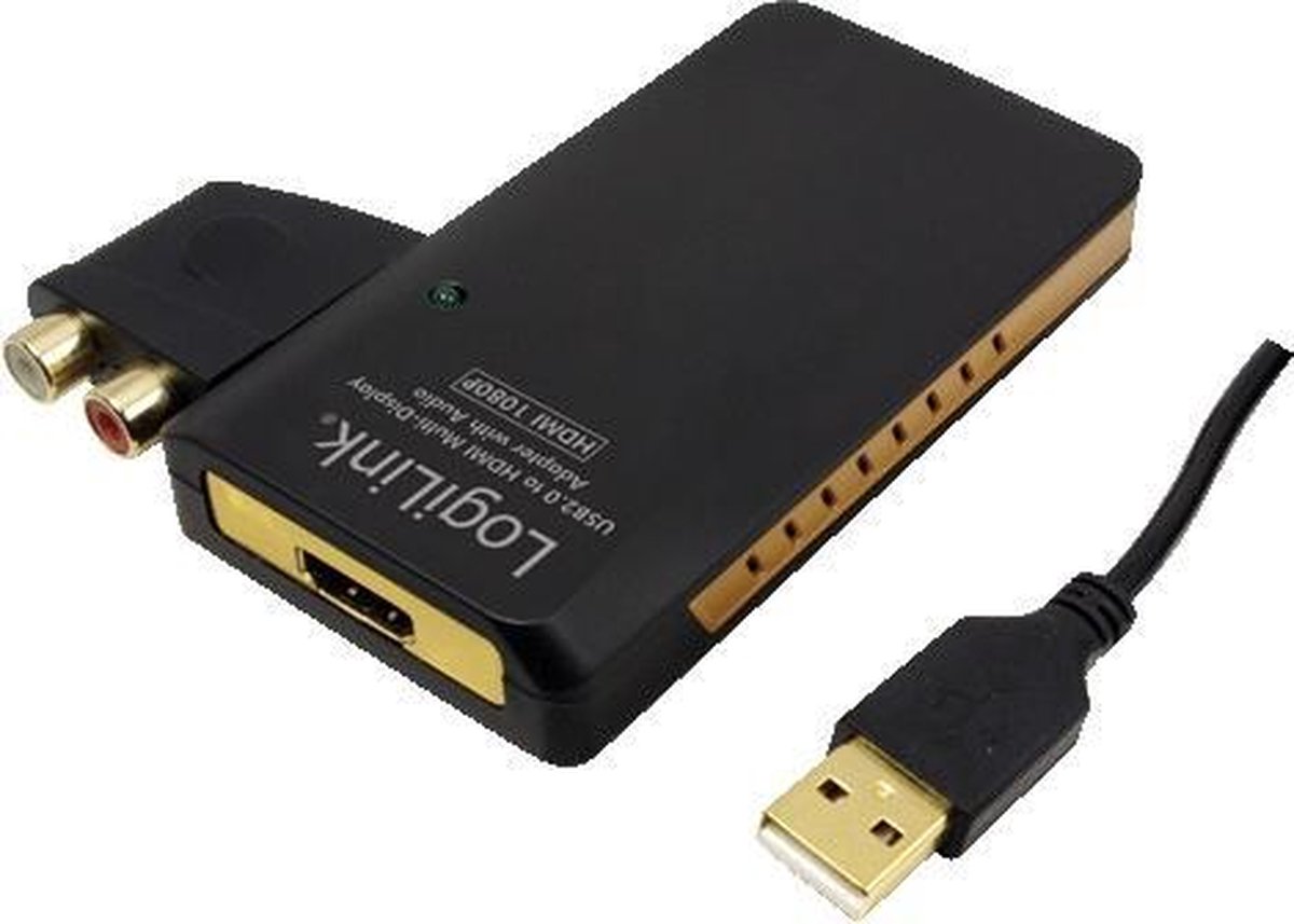 LogiLink UA0105 tussenstuk voor kabels USB 2.0 HDMI/2 x RCA Zwart