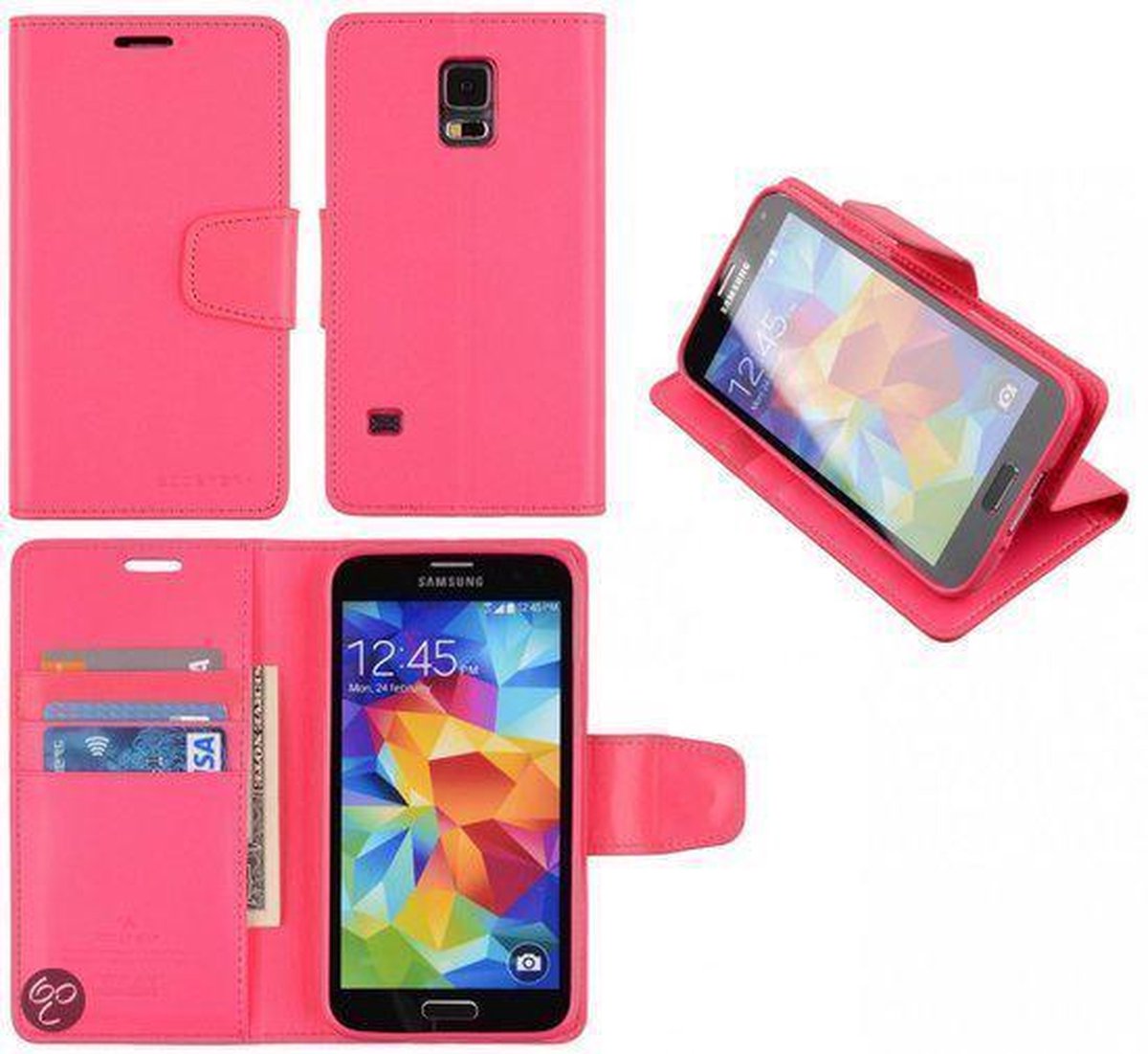 Goospery Sonata Leather case hoesje Geschikt voor: Samsung Galaxy S5 Mini Hot Pink