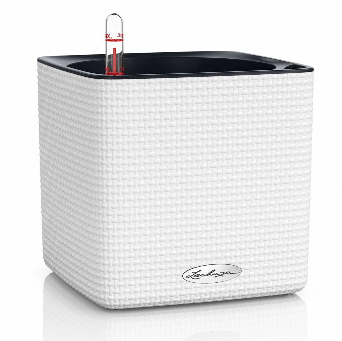 LECHUZA CUBE Color 14 - Plantenbak - met uitneembare binnenbak - met bewateringssysteem - ALL-IN-ONE set - wit