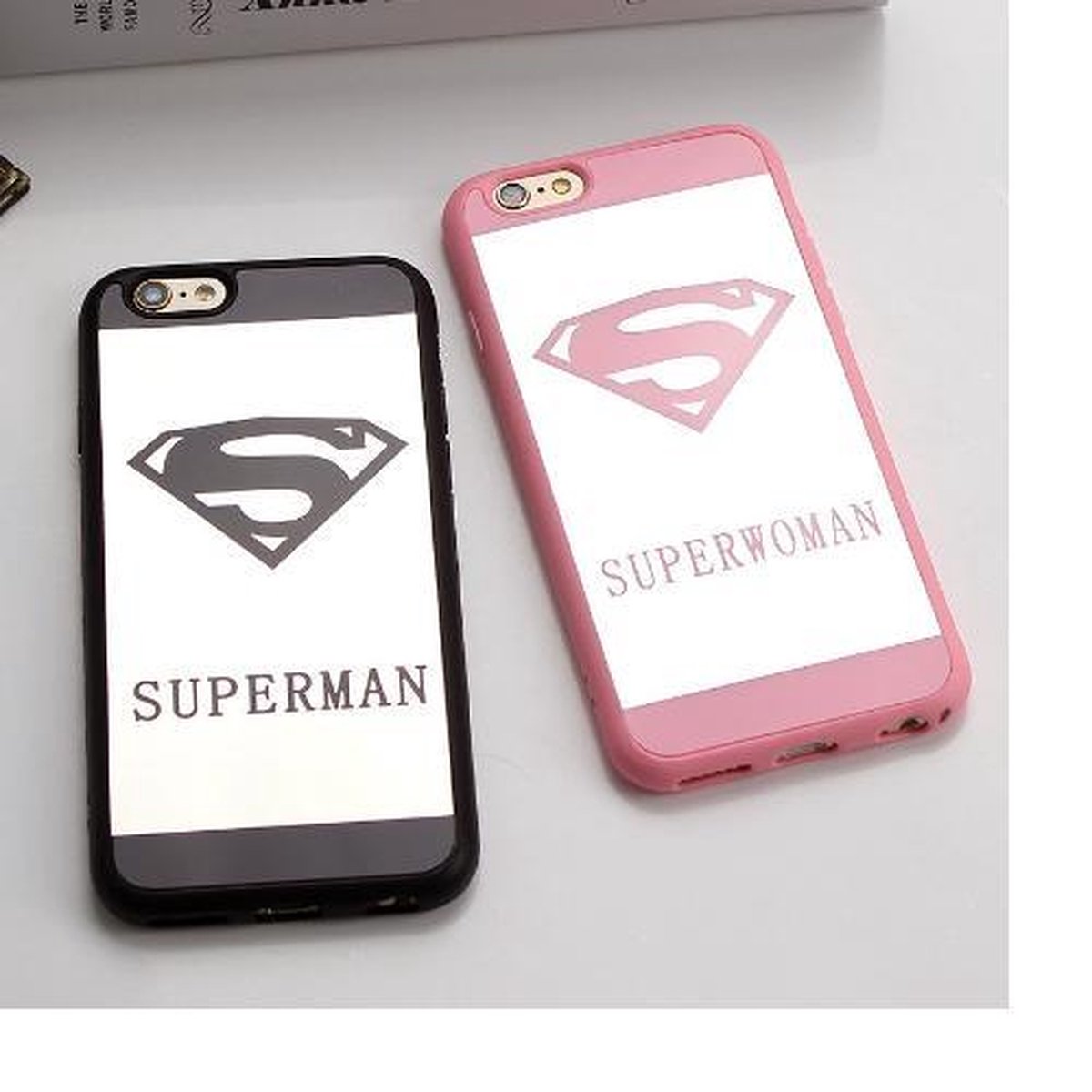 Apple Iphone 6Plus / 6SPlus Siliconen spiegel hoesje superman (zwart)