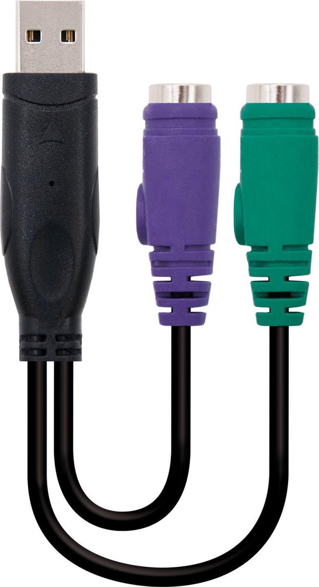 Nanocable 10.03.0101 PS/2-kabel 0,15 m 2x 6-p Mini-DIN USB A Zwart