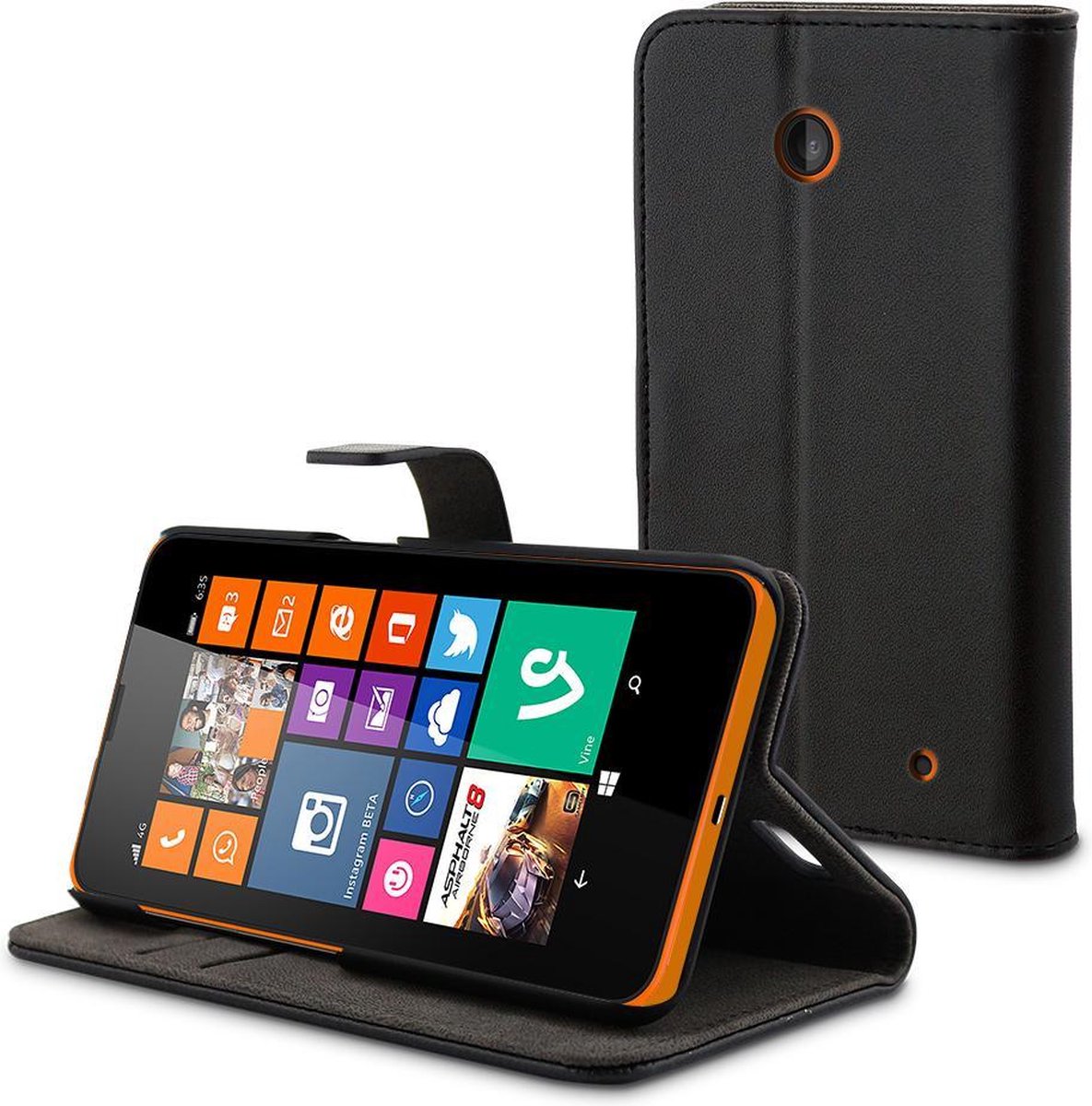Muvit wallet tasje - zwart - voor Nokia Lumia 630/635