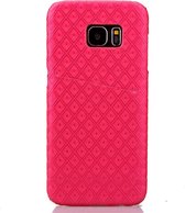 Shop4 - Samsung Galaxy S7 Edge Hoesje - Harde Back Case met Opbergvak Rhombus Series Roze