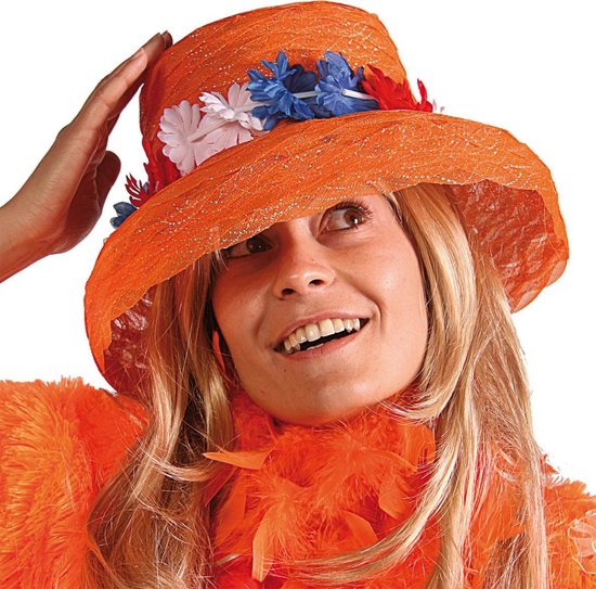 Organza Oranje hoed met Bloemen | bol.com