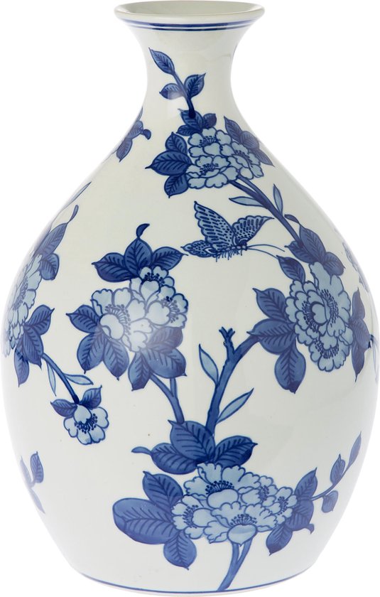 Kip Onderscheid naakt Riverdale Floral - Vaas - 33cm - blauw | bol.com