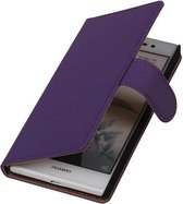 Bookstyle Wallet Case Hoesje Geschikt voor Huawei Ascend P7 Paars