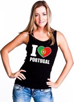Zwart I love Portugal fan singlet shirt/ tanktop dames L