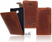 Devills Crazy Cognac Lederen Flipcase voor de HTC Desire 816 hoesje