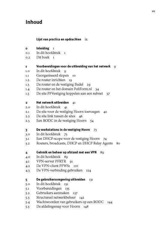 Inhoudsopgave van 'Netwerkbeheer met Windows Server 2008, Deel 3'