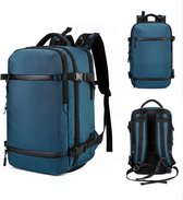 Backpack cabin size blauw petrol  with usb port - Rugzak vliegtuig 51 x 33 x 21 cm - Multifunctioneel en verstelbaar in diepte