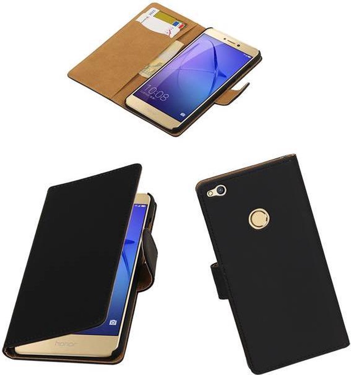 Zwart bookcase voor de Huawei P8 Lite 2017 wallet smartphone Telefoonhoesje