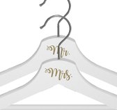 Kledinghanger set Mr. & Mrs. wit - gouden opdruk