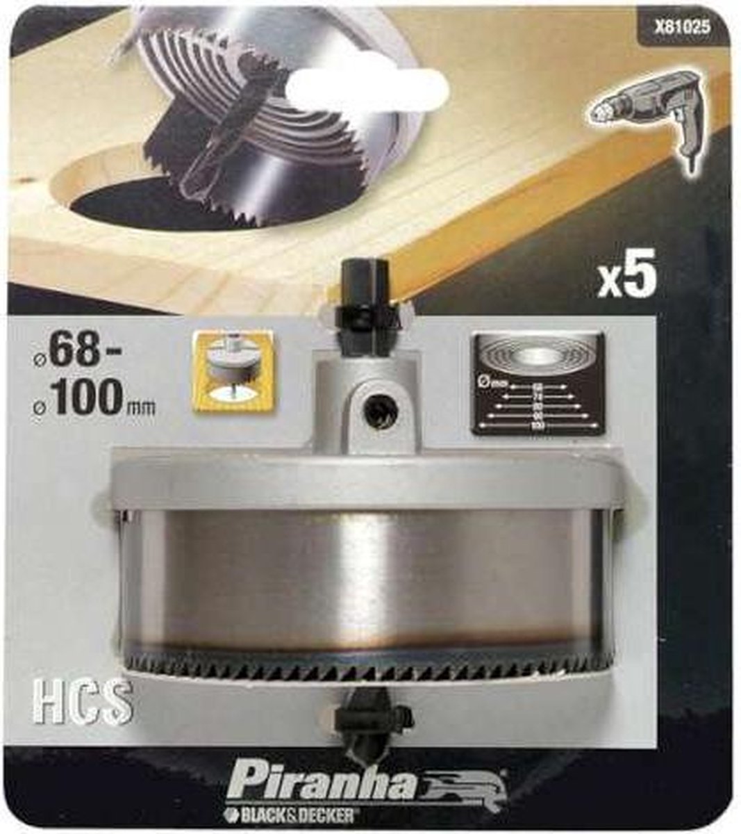 Piranha Gatenzaag 5x (68,74,80,90,100) HCS 68 - 100mm X81025