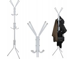 Vintage Design Kapstok Rek Staand Met 12 Kleding Haken Hangers - 3-Laags Boom Klerenhanger - Wit