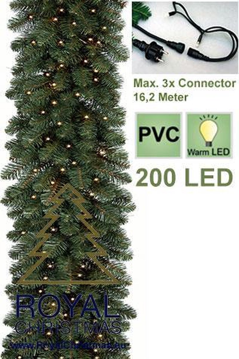 Royal Christmas - Dakota Deluxe Guirlande - Lengte 540 cm - 200 Warm LED Lampjes - Max. 3x Koppelbaar - Kerst Slinger - 600 Takken