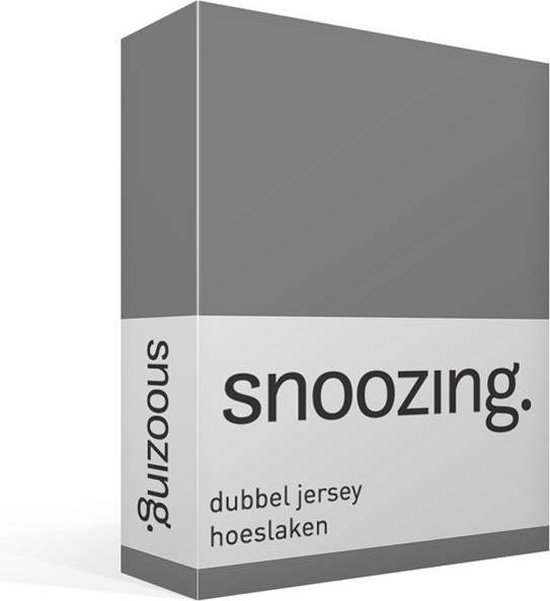 Snoozing - Dubbel Jersey - Hoeslaken - Lits-jumeaux - 160x200/220 cm - Grijs