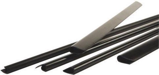 Zwarte klemruggen van 6 mm breed, in een doos van 100 stuks.