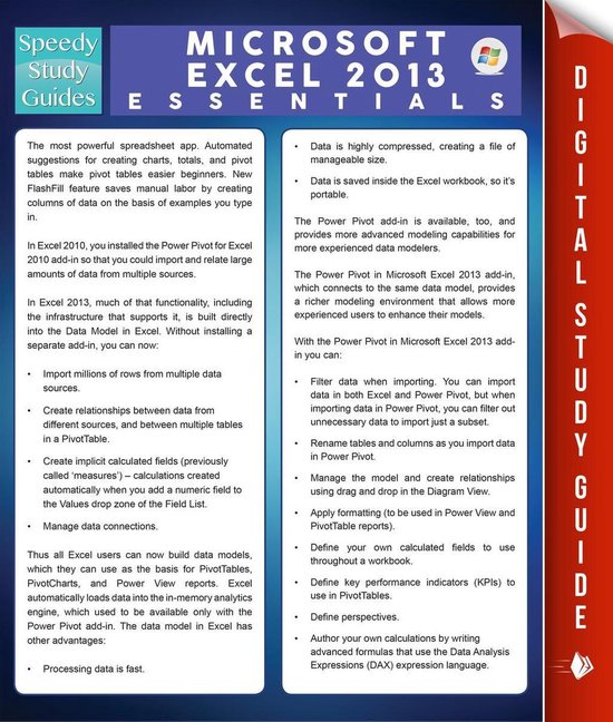 Microsoft Excel 2013 Essentials (Speedy Study Guides) - cover