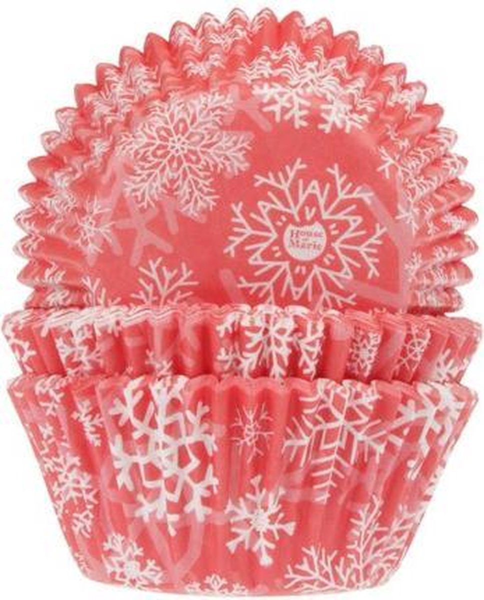 House of Marie Cupcake vormpjes Sneeuwkristal Rood pk/50