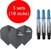 Dragon darts - Maxgrip – 3 sets - darts shafts - zwart-clear – short – en 3 sets – carbon – darts flights