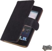 MiniPrijzen - Zwart Echt Leer Booktype hoesje voor de Huawei Ascend G510 Booktype - Bookstyle - Wallet Case Book Huawei Ascend G510 Flip Cover - Bescherm Hoes - Telefoonhoesje - Smartphone hoesje