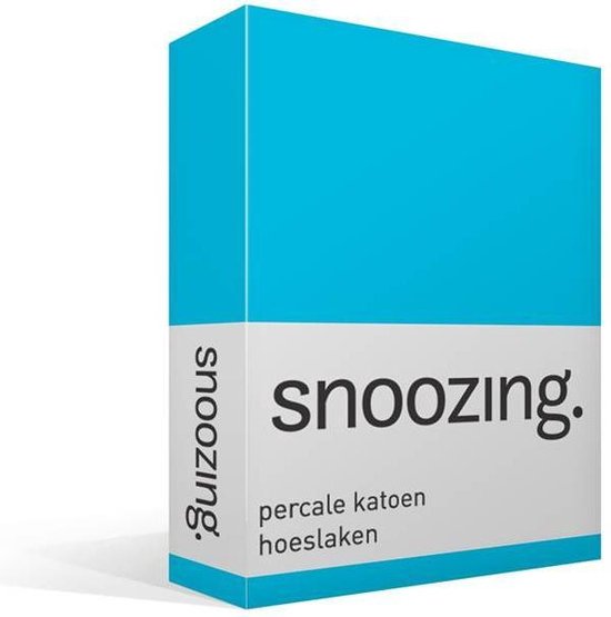 Snoozing - Hoeslaken  - Lits-jumeaux - 160x210 cm - Percale katoen - Turquoise