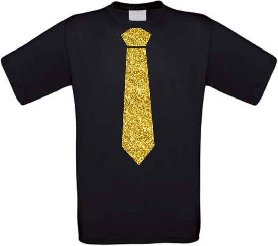 Stropdas t-shirt glitter goud maat 68 zwart | bol.com