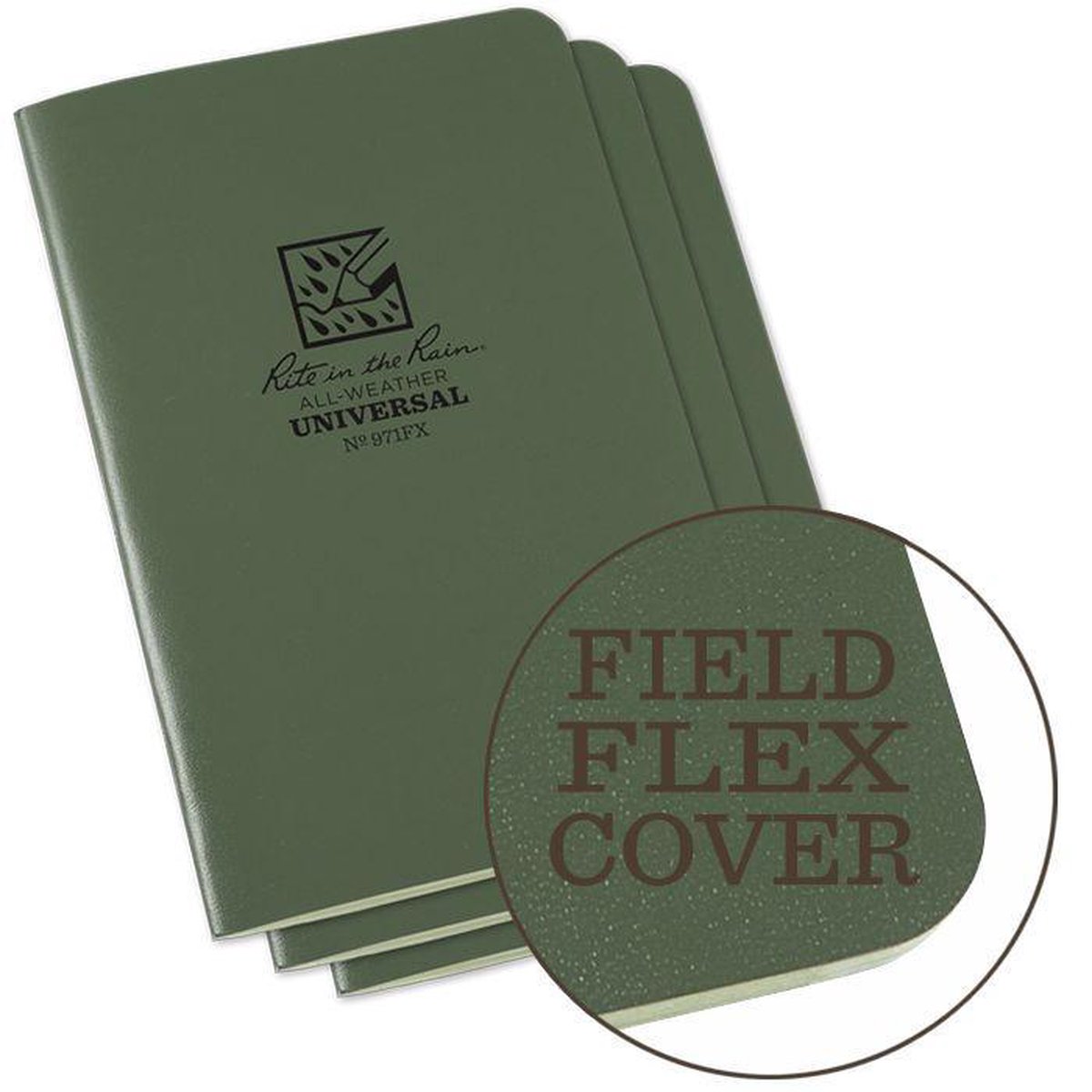 Rite in the Rain Notebook Stapled 3 Pack Groen / Green