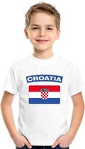 T-shirt met Kroatische vlag wit kinderen XL (158-164)