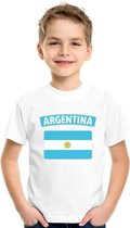 T-shirt met Argentijnse vlag wit kinderen XS (110-116)