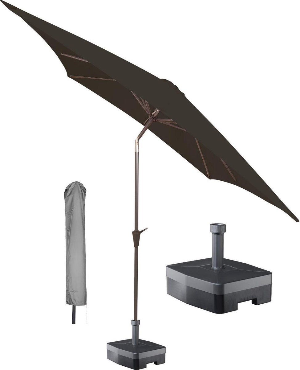 Bol.com Kopu® Altea Parasolset Vierkant 230x230 cm met Hoes en Voet - Charcoal aanbieding