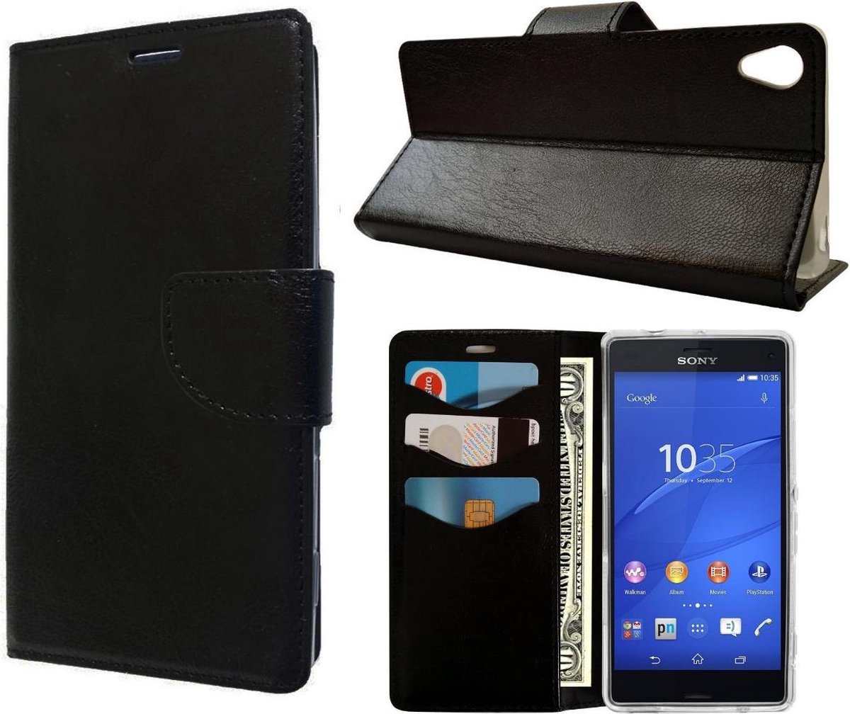 Sony Xperia E3 Wallet Boek Case Hoesje Zwart