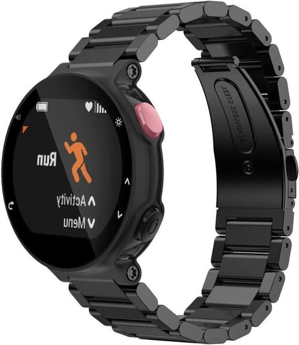 Metalen armband voor Garmin Forerunner 220/230/235/620/630/735 XT Zwart
