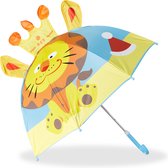 Relaxdays paraplu kind dieren - kinderparaplu meisje en jongen - regenscherm kids - Leeuw