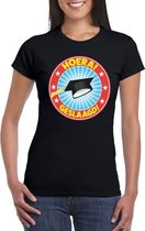 Geslaagd t-shirt met afstudeerhoedje zwart dames XL