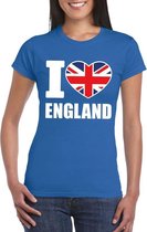 Blauw I love Engeland fan shirt dames S
