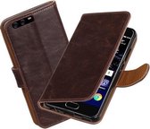BestCases.nl Mocca Pull-Up PU booktype wallet cover hoesje Huawei P10