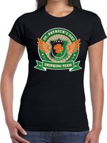 Zwart St. Patricks day drinking team t-shirt dames S